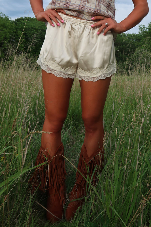 Prairie Glow Satin Lace Short