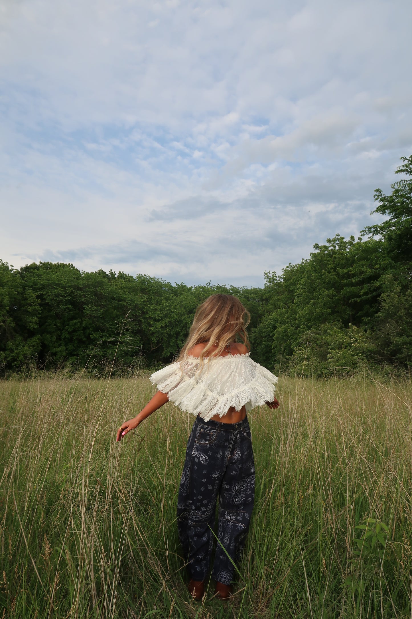 Birdie Lace Off Shoulder Top