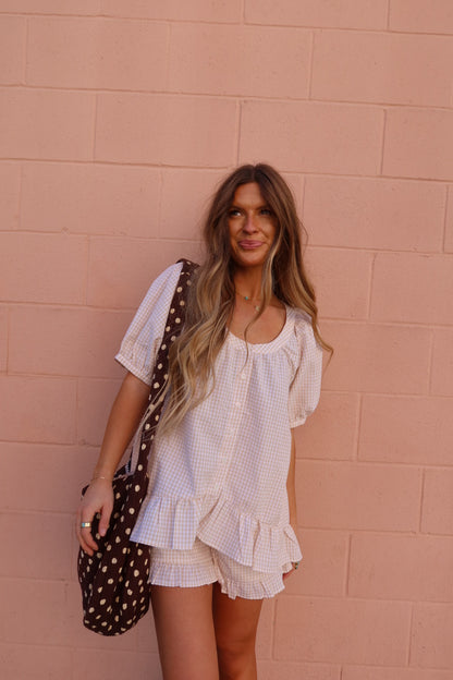 Honey Gingham Ruffle Top