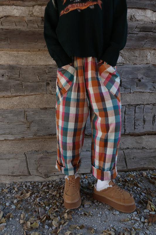 Plaid Crisp Linen Pants