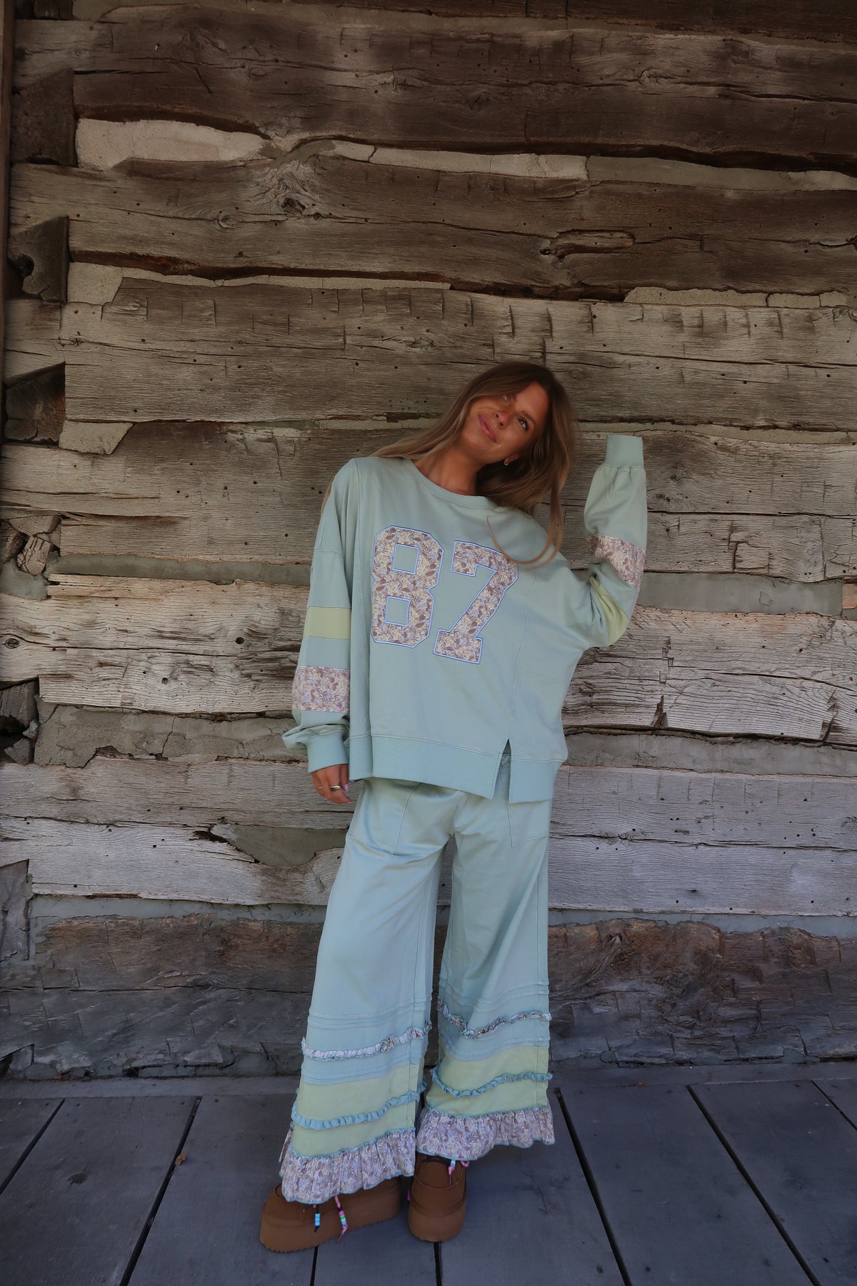 Sage 87 Ruffle Crewneck