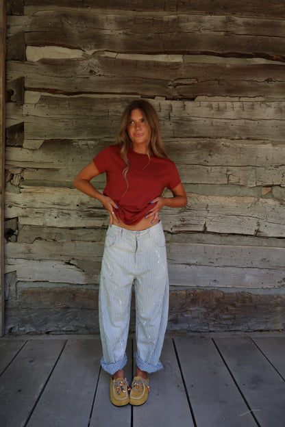 Brick Washed Boxy Cotton Tee