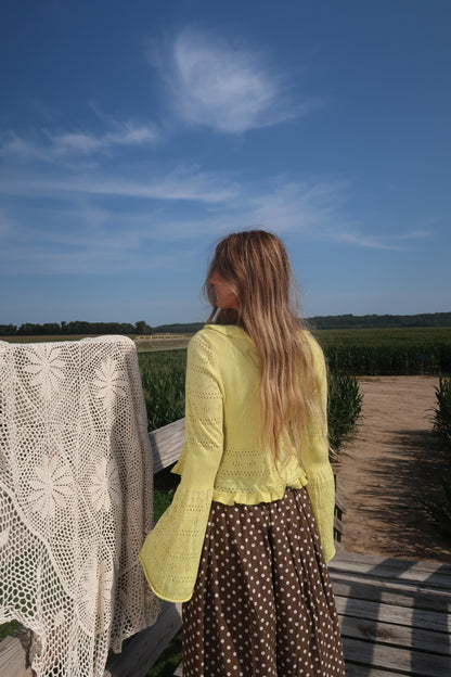 Pear Ruffle Tie Cardigan