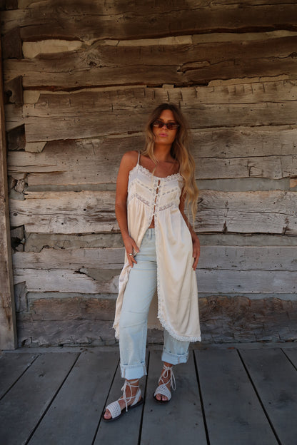 Mae Satin Longline Tank