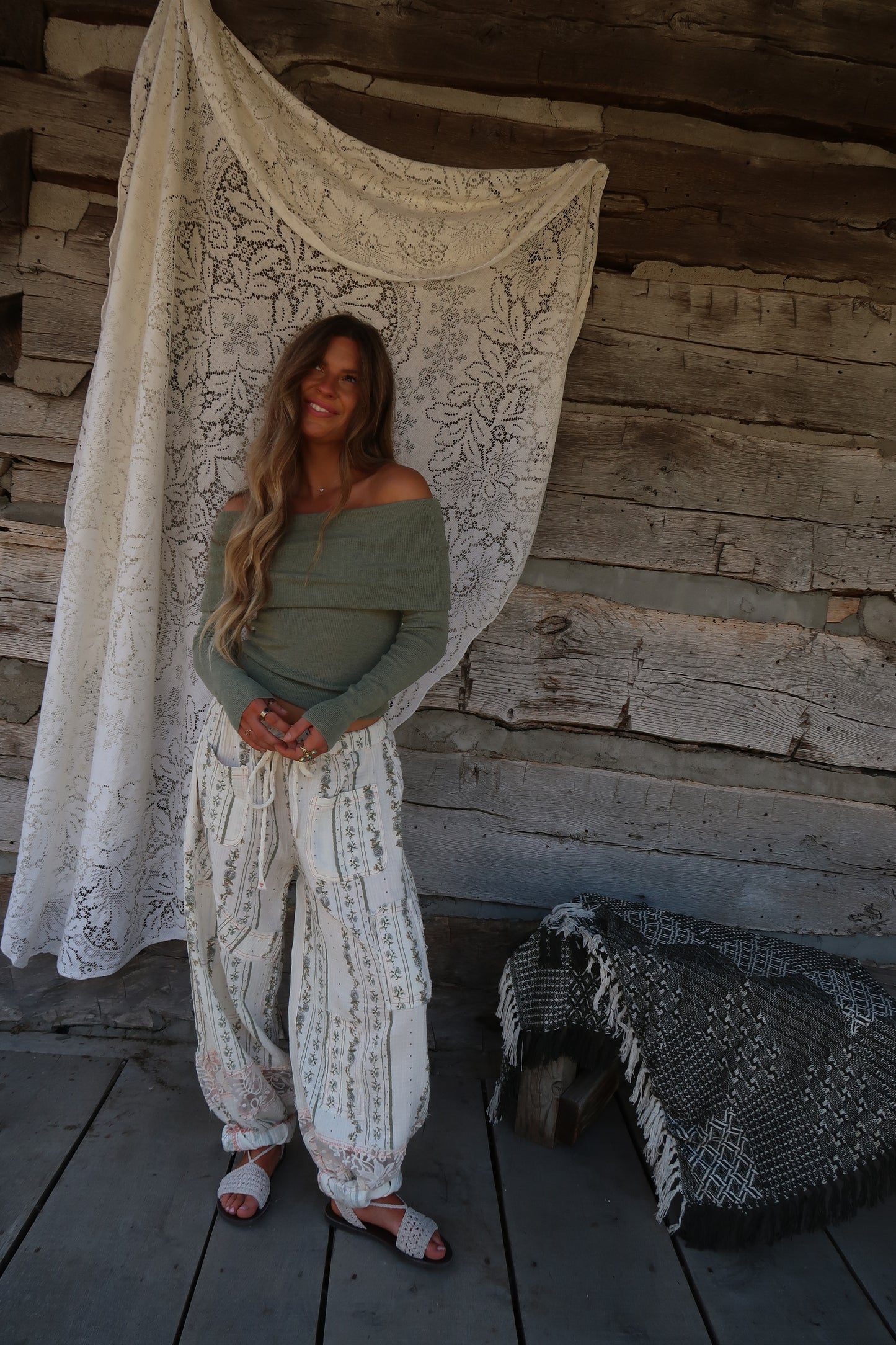 Olive off the shoulder top