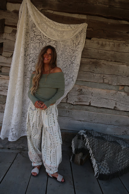 Olive off the shoulder top