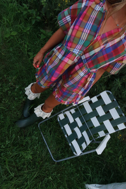 Stain Glass Plaid Babydoll Top