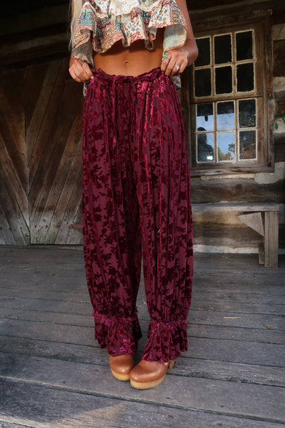 Burgundy Velvet Floral Bloomer