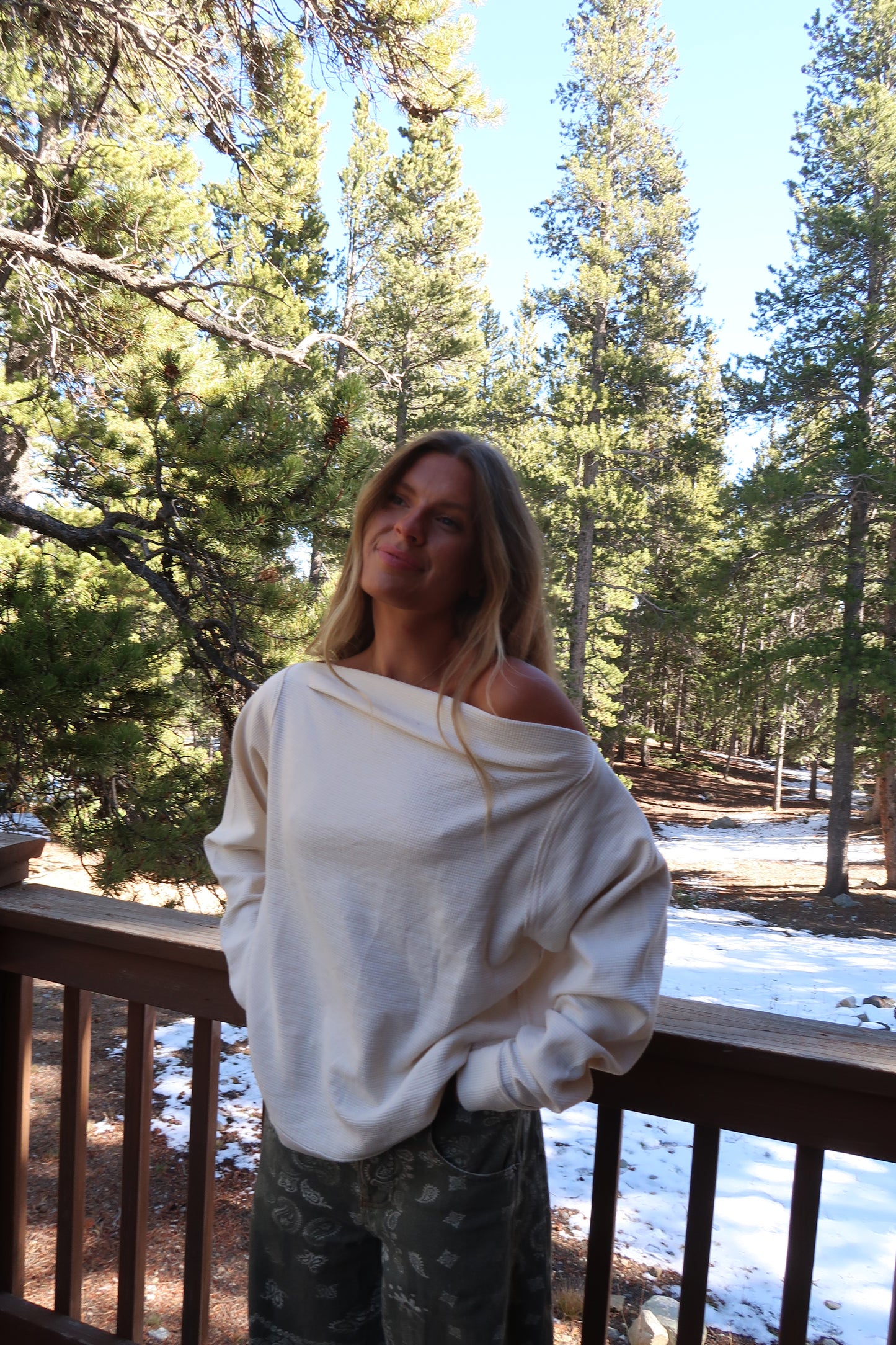 Oatmeal Off the Shoulder Top