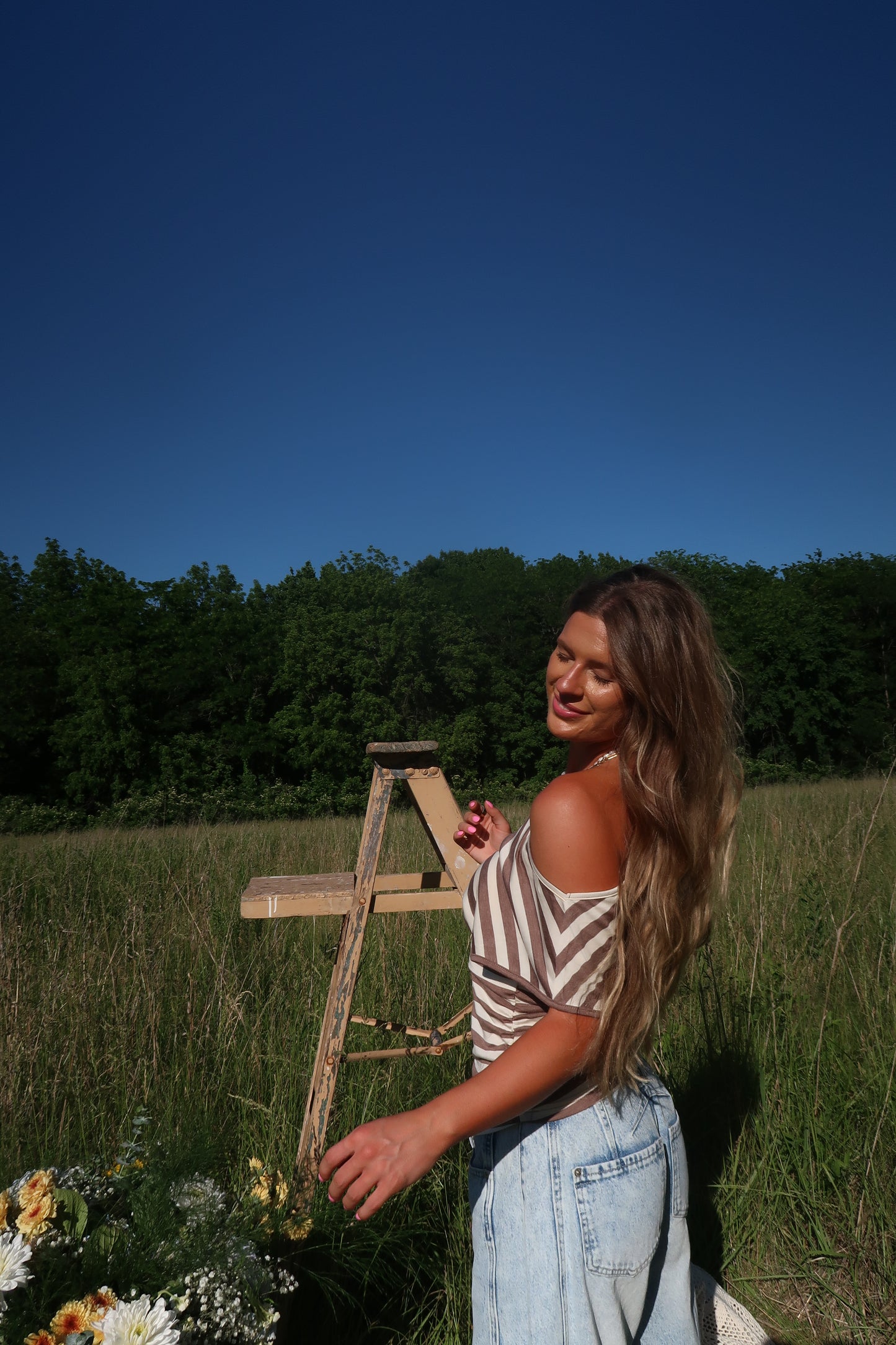 Desert Striped Off The Shoulder Top