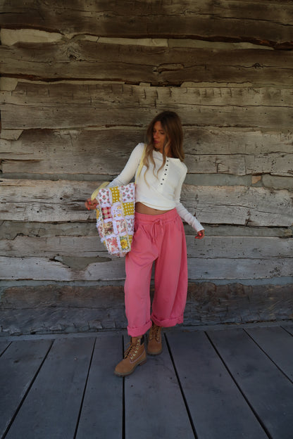 Penny Ribbed Henley Long Slv