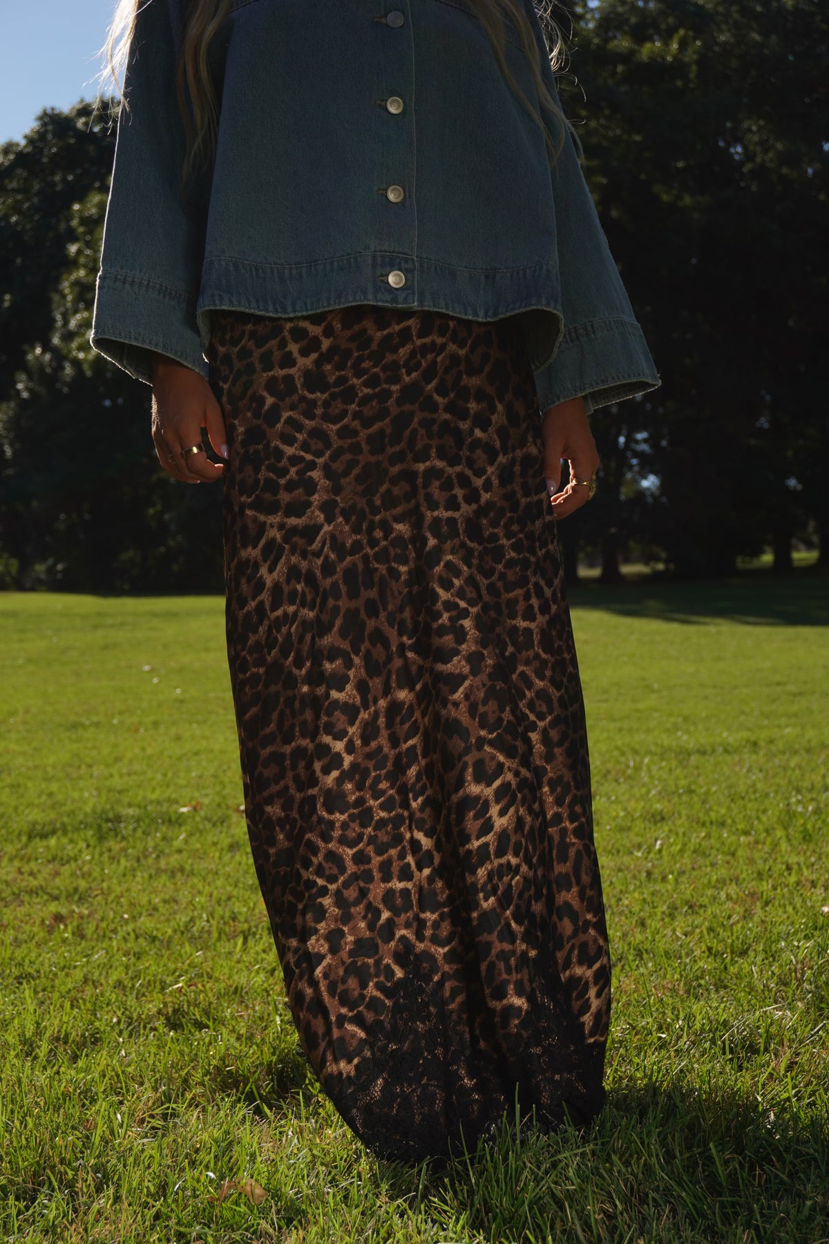 Rachel Leopard Satin Maxi Skirt
