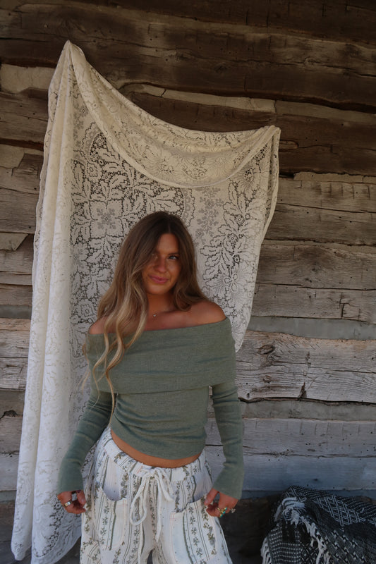 Olive off the shoulder top