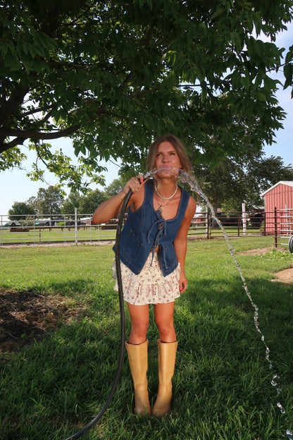 Blue Haze Tie front Vest