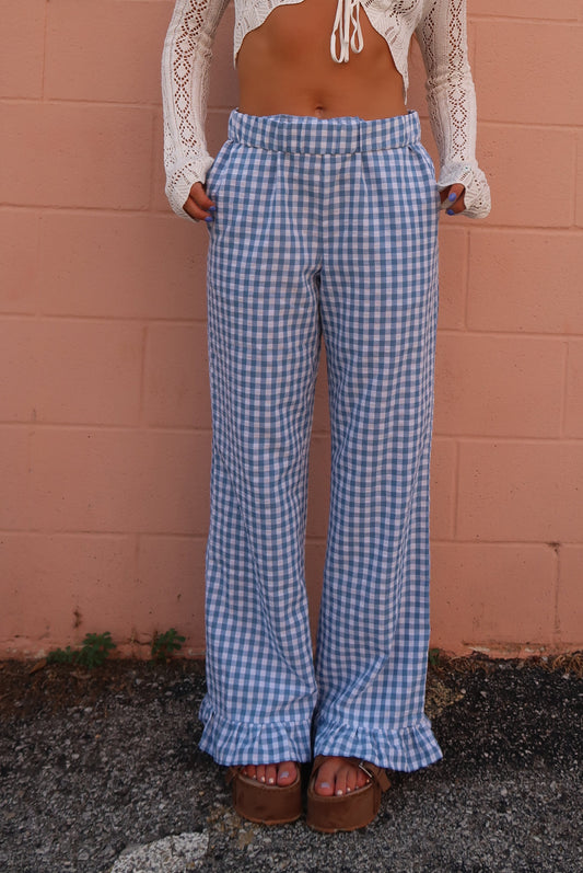 Blu Air Gingham Ruffle Pant