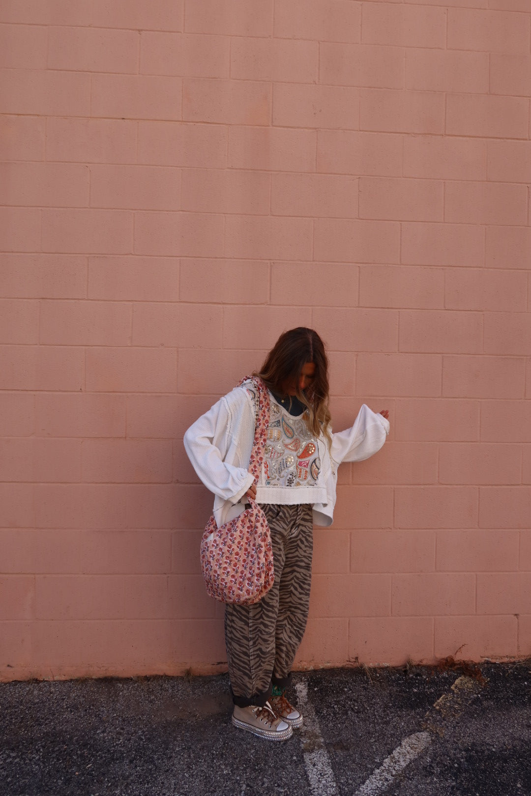 Peach Quilted Hobo Bag