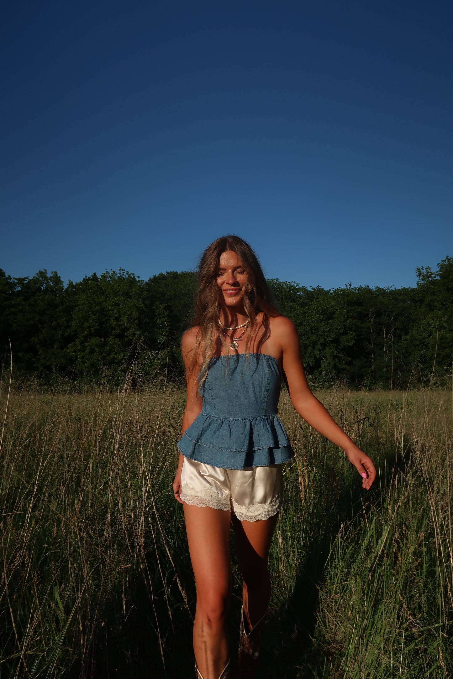 Bluebell Denim Tie-Back Top