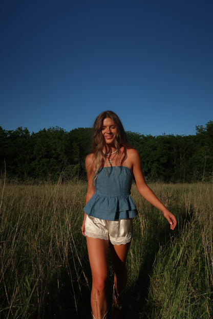 Bluebell Denim Tie-Back Top
