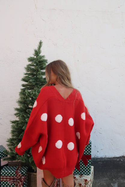 Red Dot Oversized Cardi
