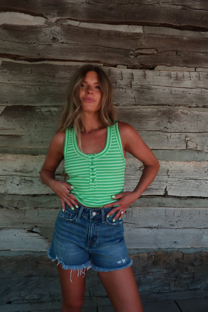 Fresh Cut Stripe Henley Tank