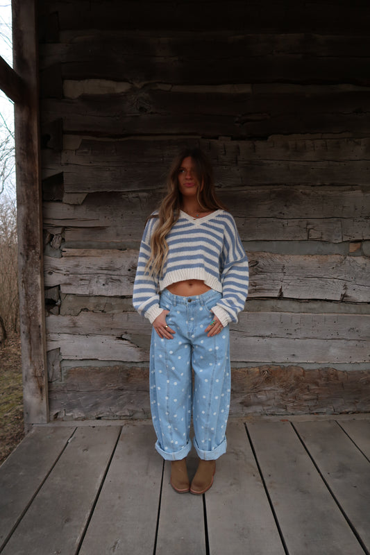Malibu Stripe Crop Sweater