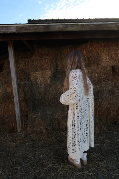 Golden Hour Crochet Long Cardi