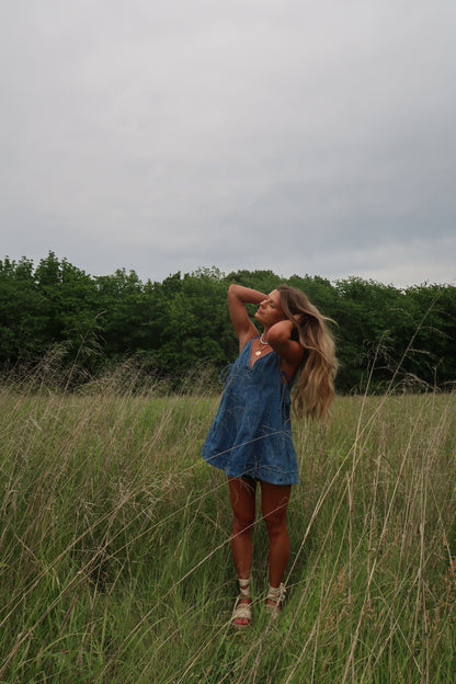 Indigo denim Flare Romper