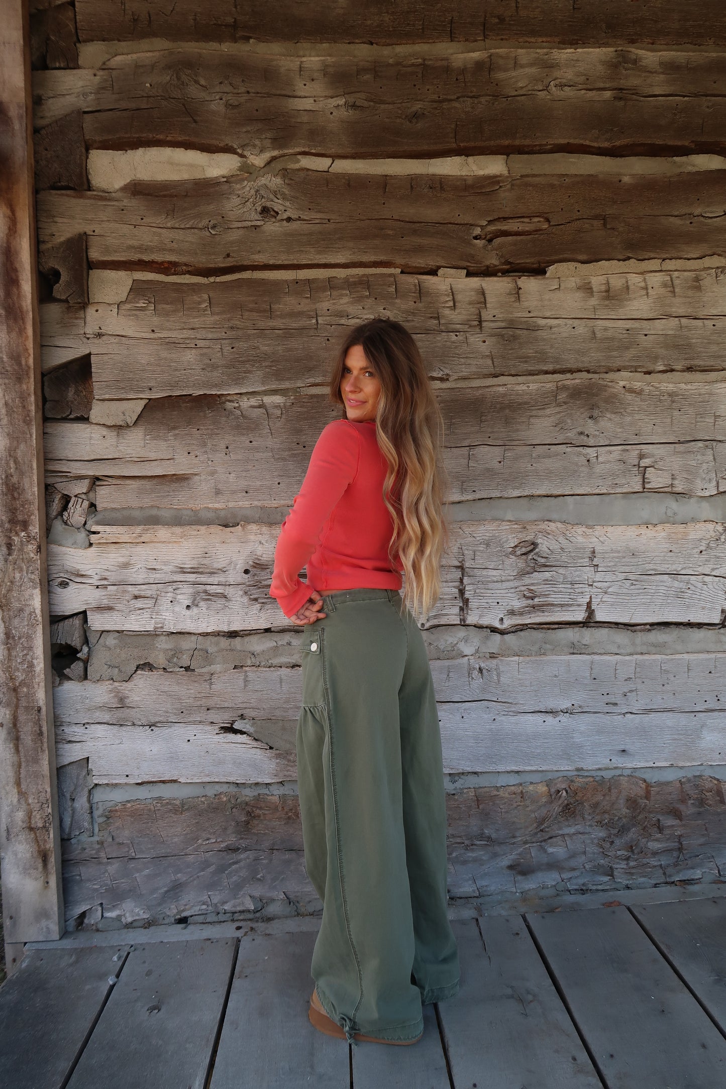 Poppy Ribbed Henley Long Slv