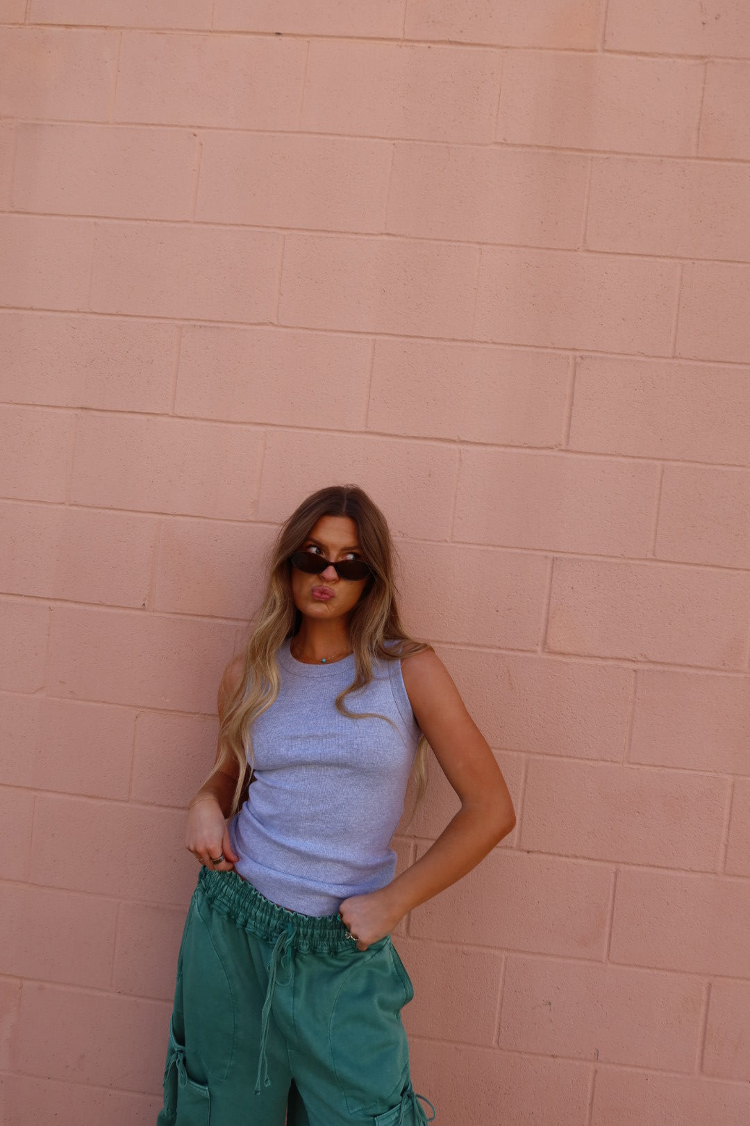 Heather Grey High Neck Tank