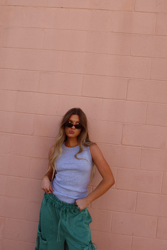 Heather Grey High Neck Tank