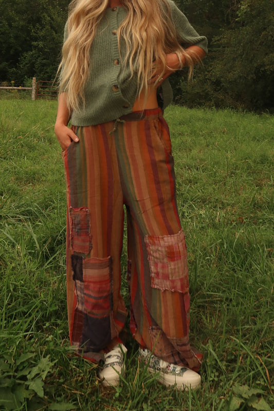 Gemstone Stripe Patchwork Pants (handmade)