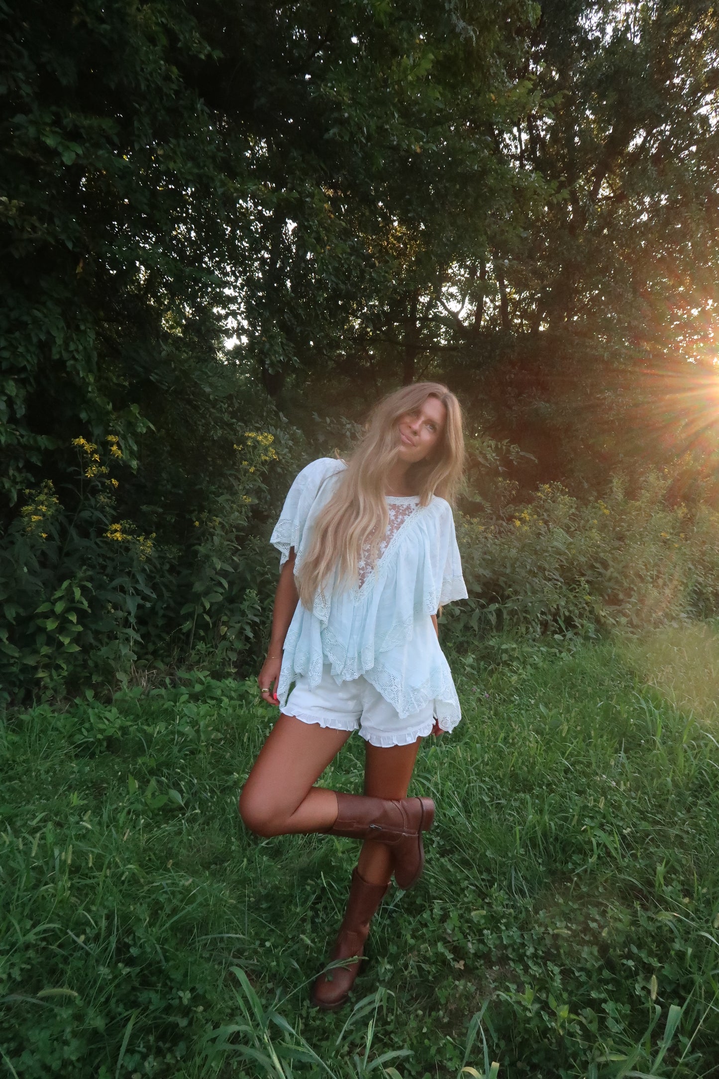 Blu Skies Ahead Dolly Lace Top