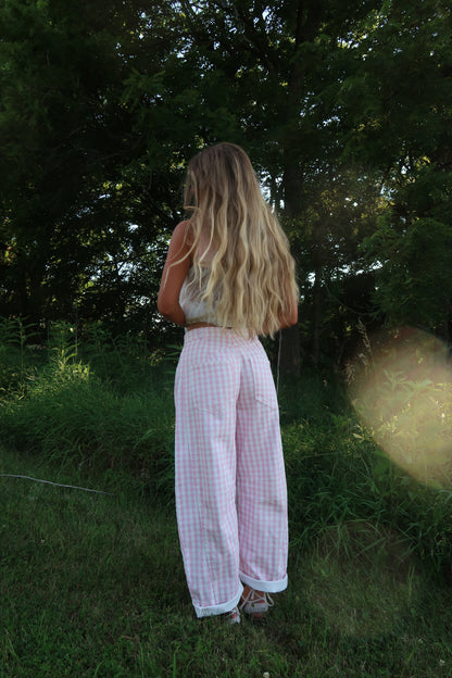 Blooming Gingham Barrel Pant