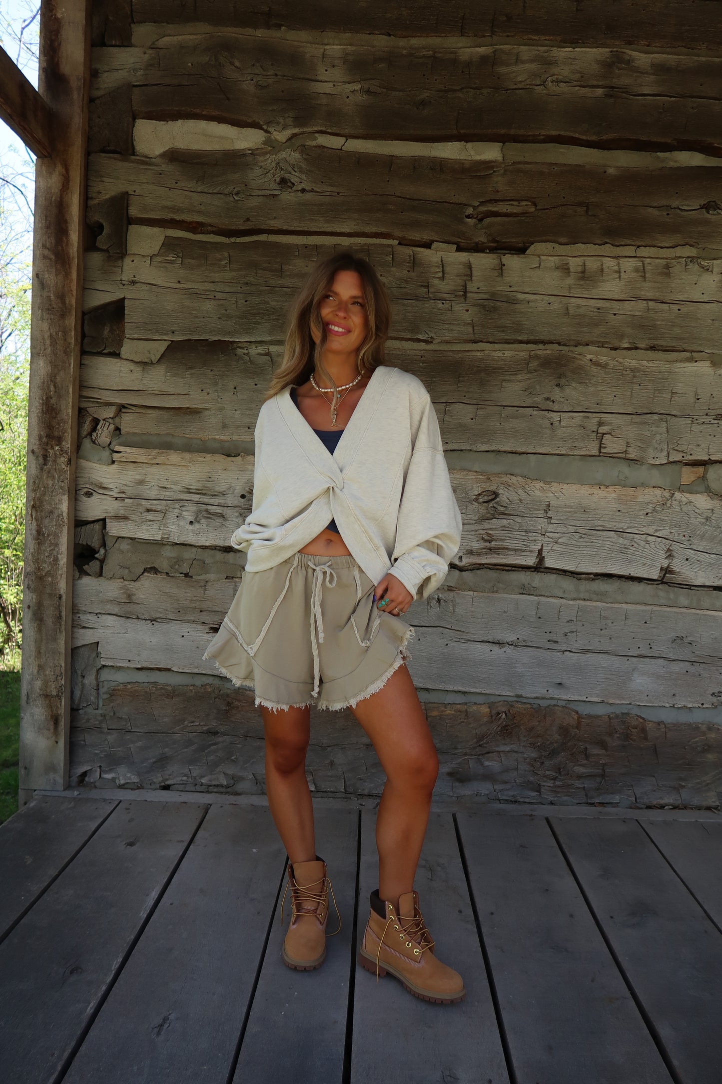 Heather grey Crossover Reversible Crewneck