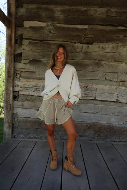 Heather grey Crossover Reversible Crewneck