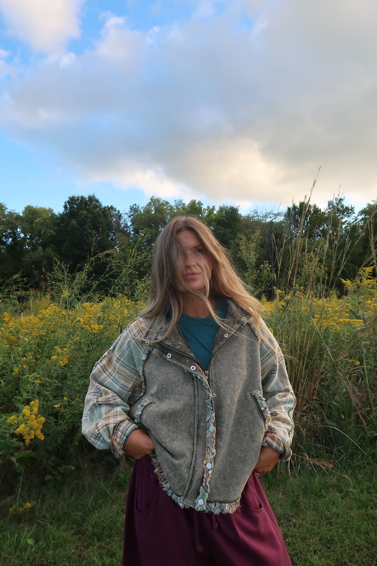 Folk Flannel Sleeve Jacket