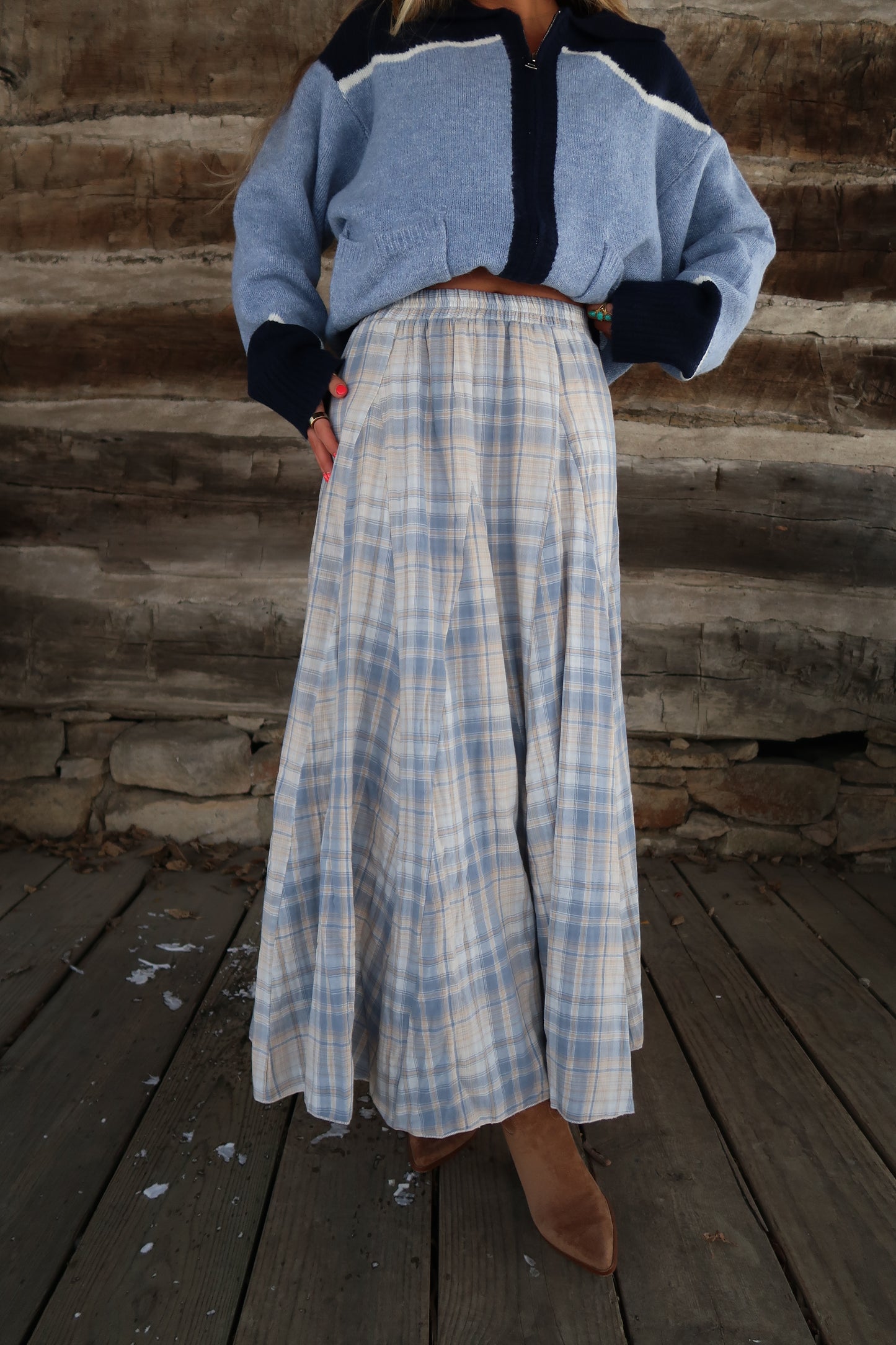 Mist Plaid Maxi Skirt