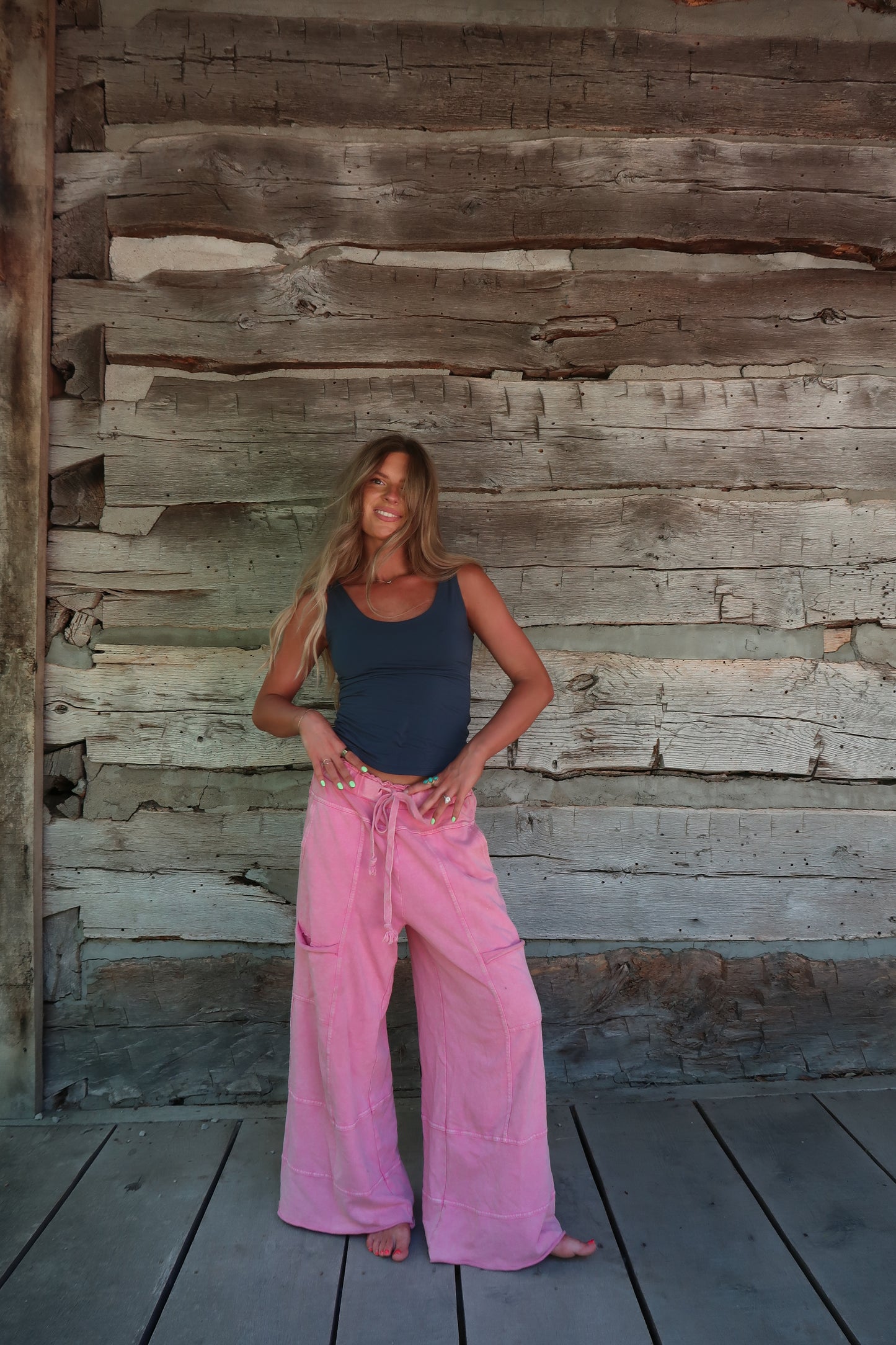 Bubblegum Wide Leg Cargo Pant