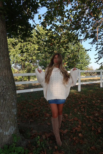 Rudy Cream Cable Knit Sweater