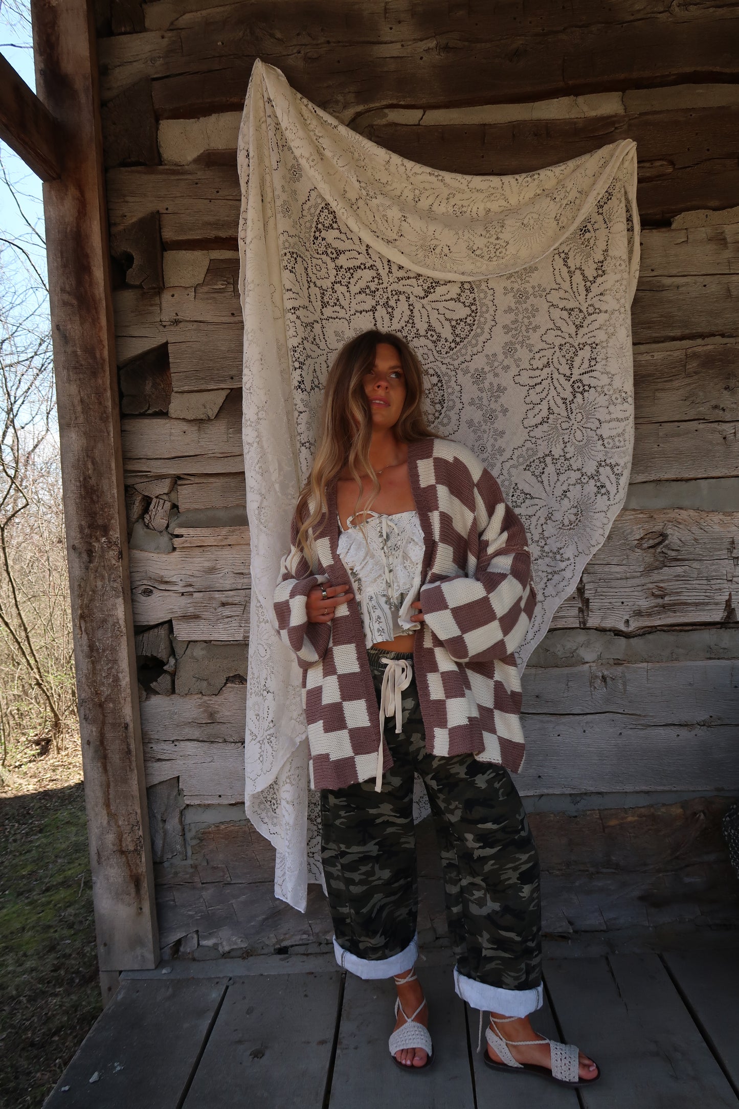 Mink Check Cardi