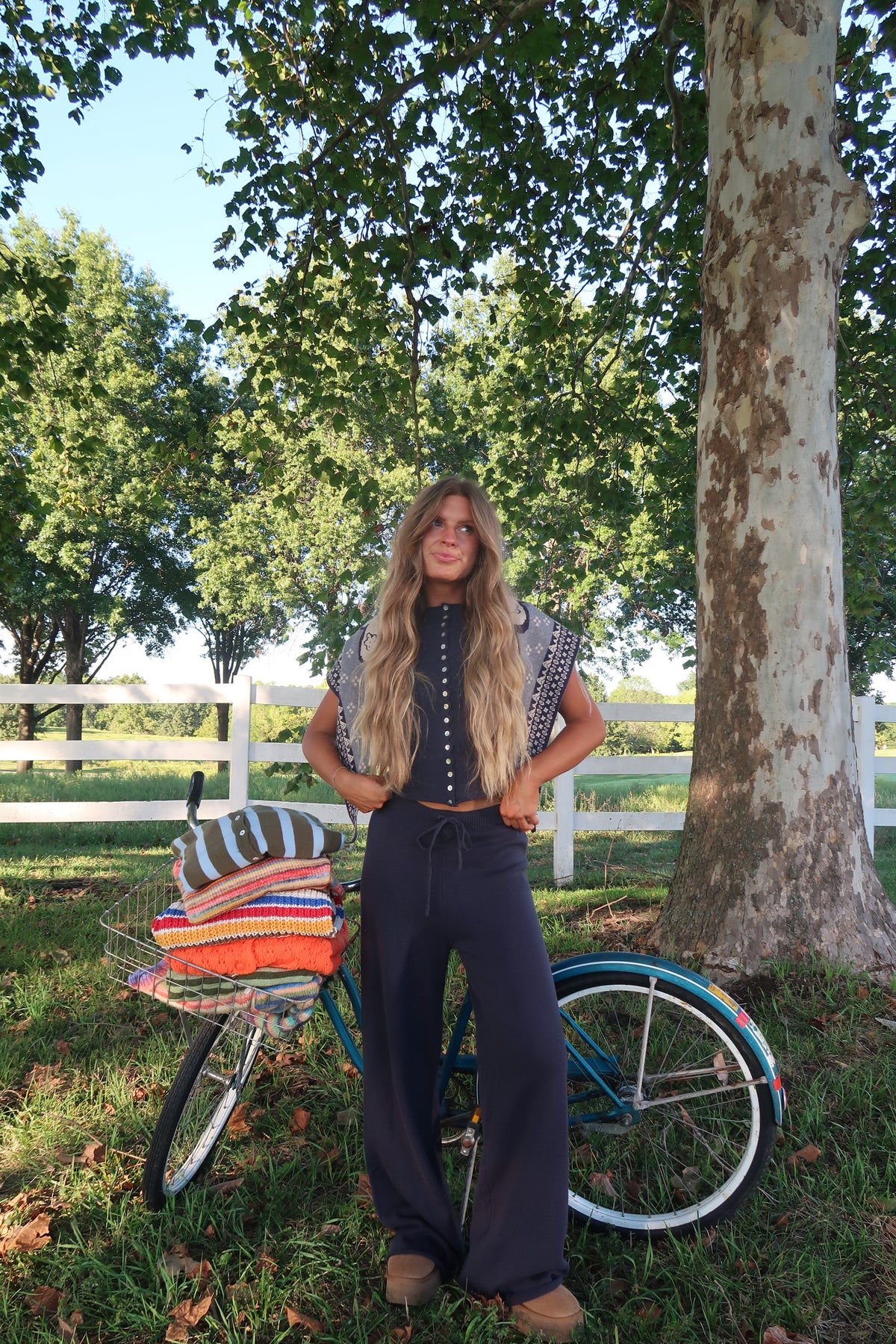 Navy Slow It Down Knit Pants