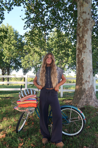 Navy Slow It Down Knit Pants