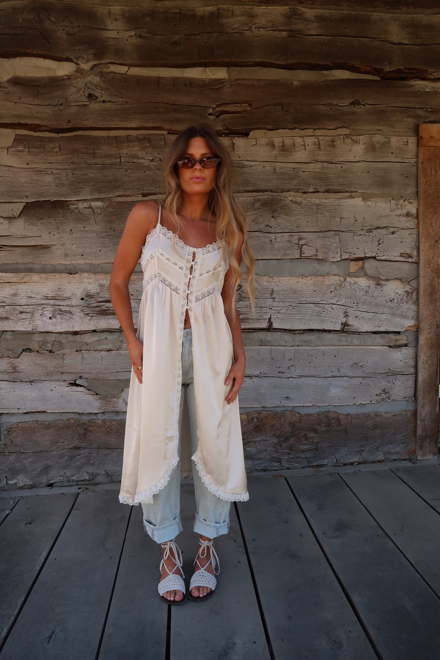 Mae Satin Longline Tank