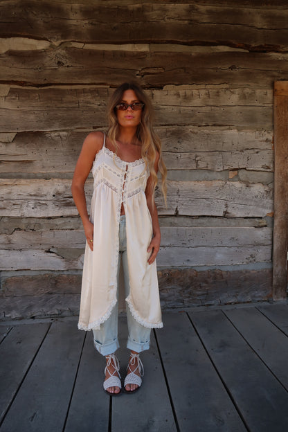 Mae Satin Longline Tank