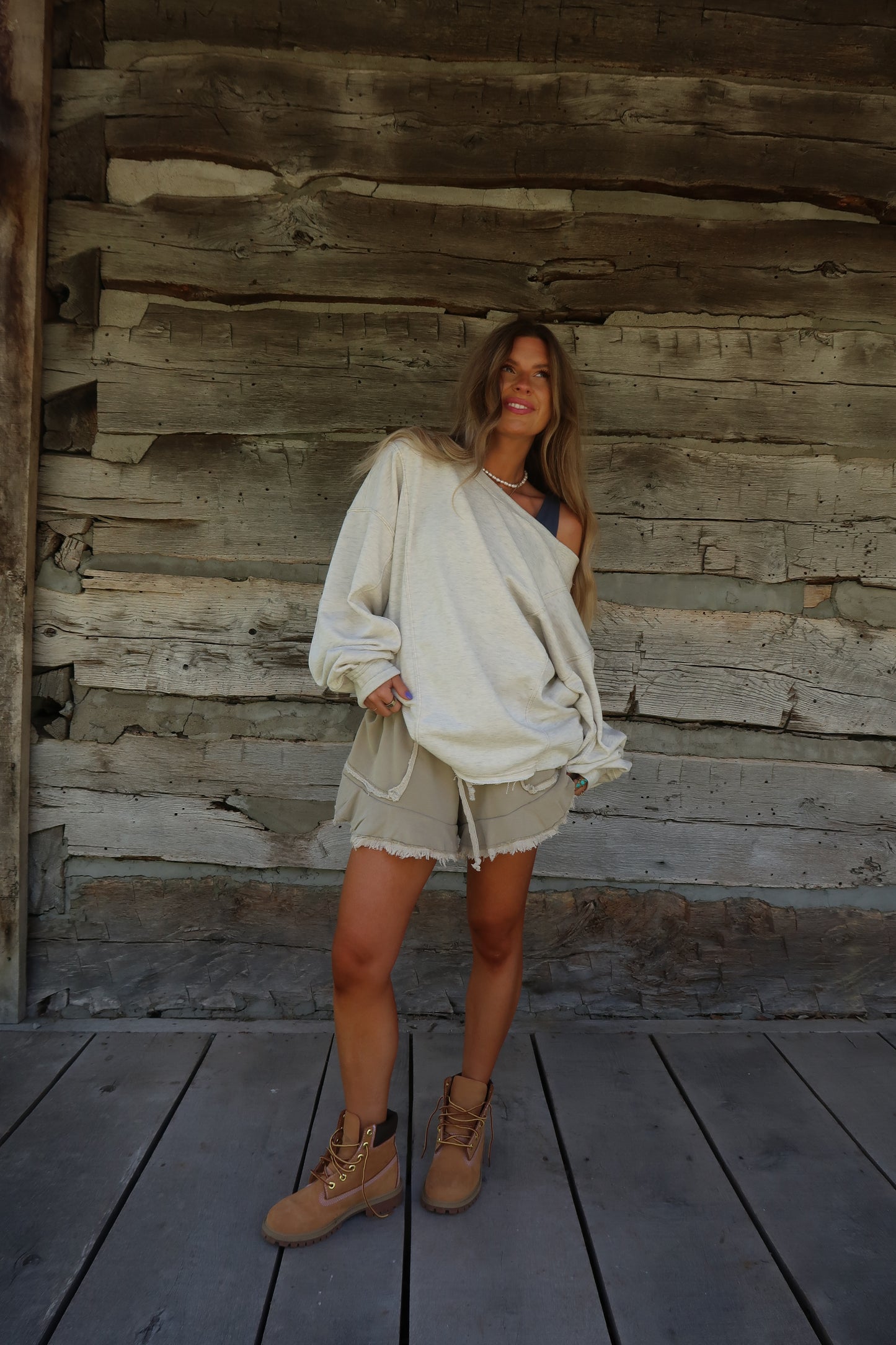 Heather grey Crossover Reversible Crewneck