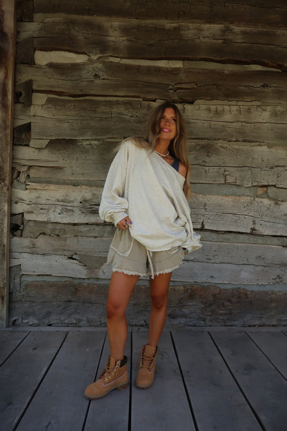 Heather grey Crossover Reversible Crewneck