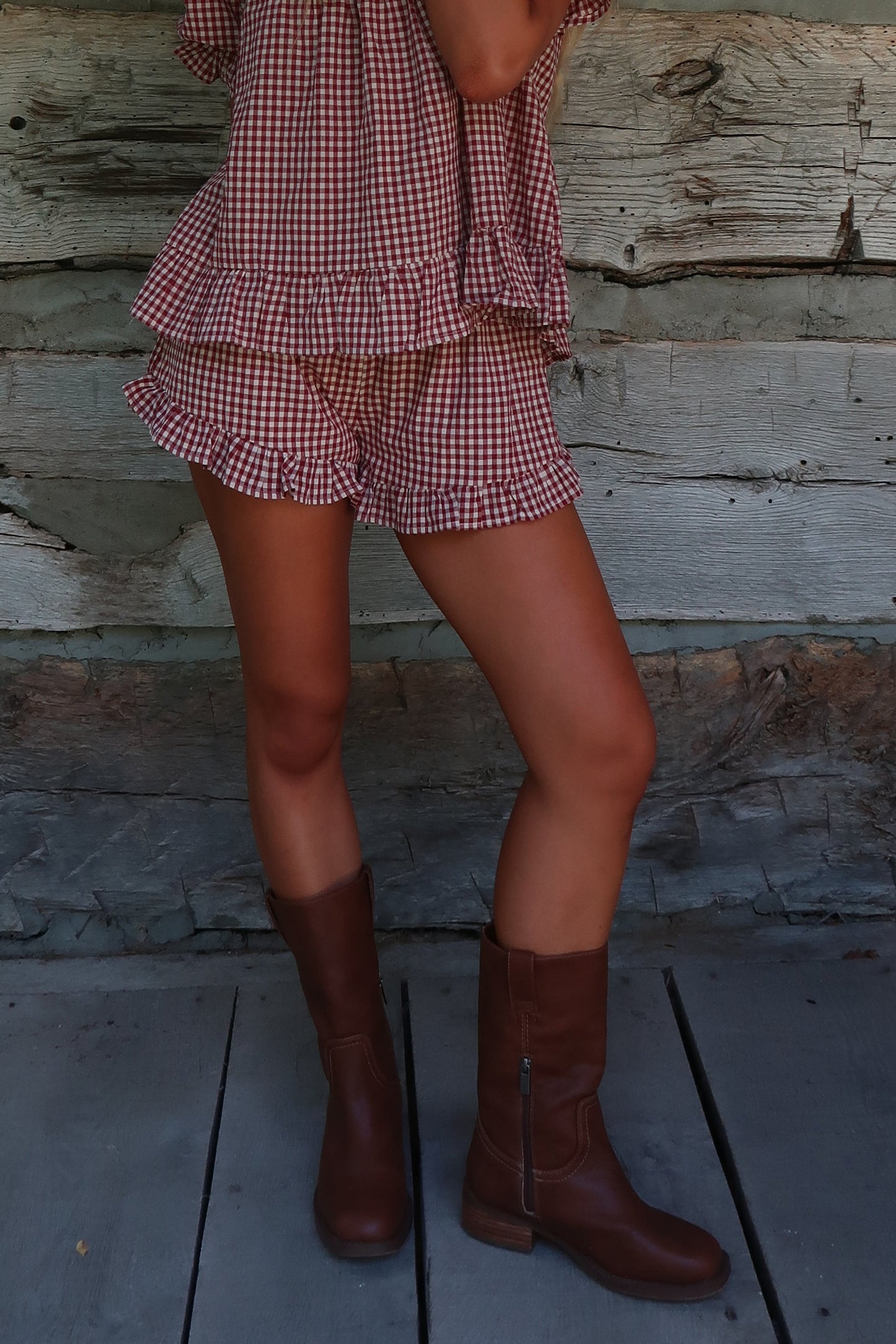 Maple Gingam Ruffle Shorts