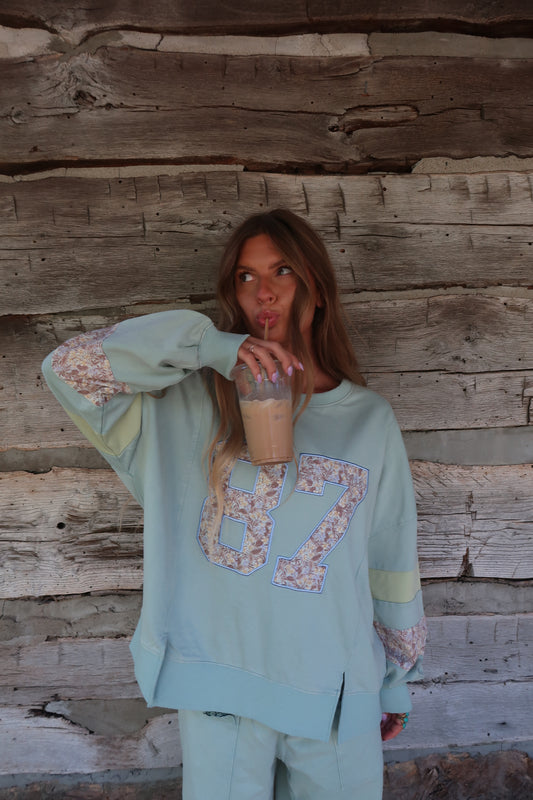 Sage 87 Ruffle Crewneck