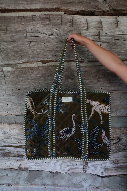 Bindi Velvet Quilted Tote Bag