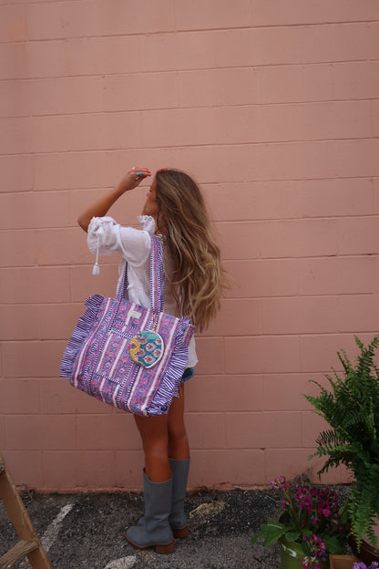 Mabel Ruffle Quilted Tote Bag